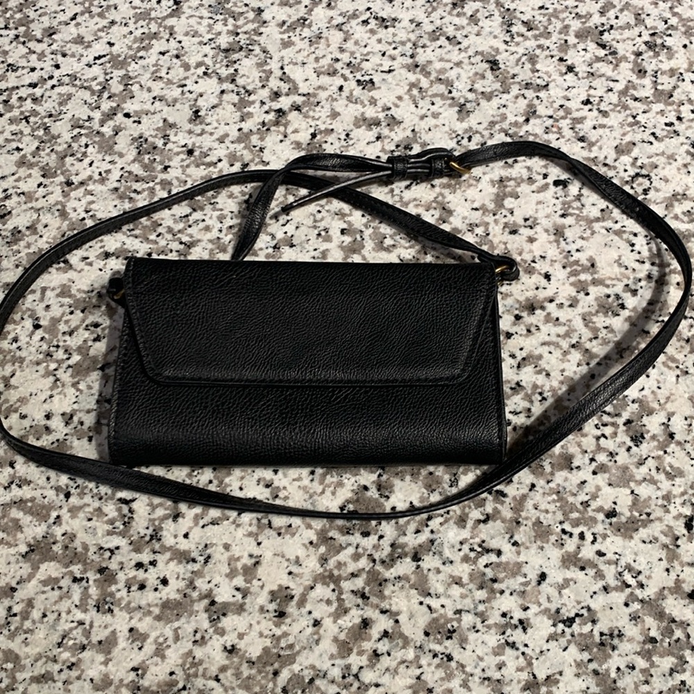 Black wallet on a strap